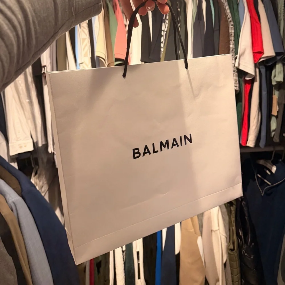 NWT Balmain White Tee with Black and Red Accents - Picture 4 of 4
